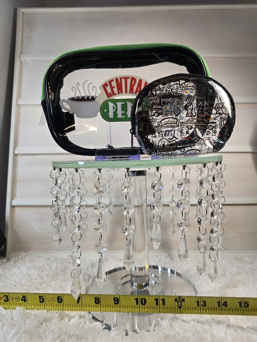 Clear Friend's Graphic Cosmetic Pouch - Green Trim and acoordinating bouns bag